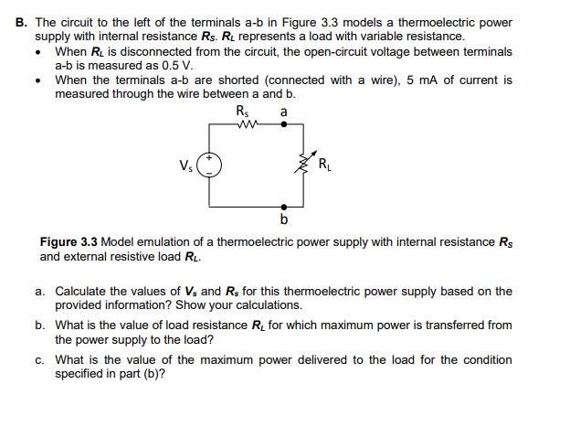 Solved B. The circuit to the left of the terminals a-b in | Chegg.com