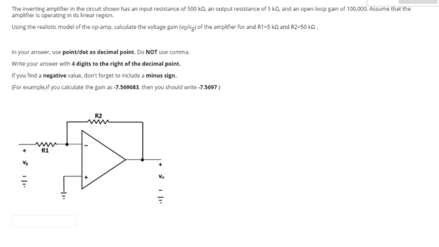 Solved The Inverting Amplifier In The Circuit Shown Has An | Chegg.com