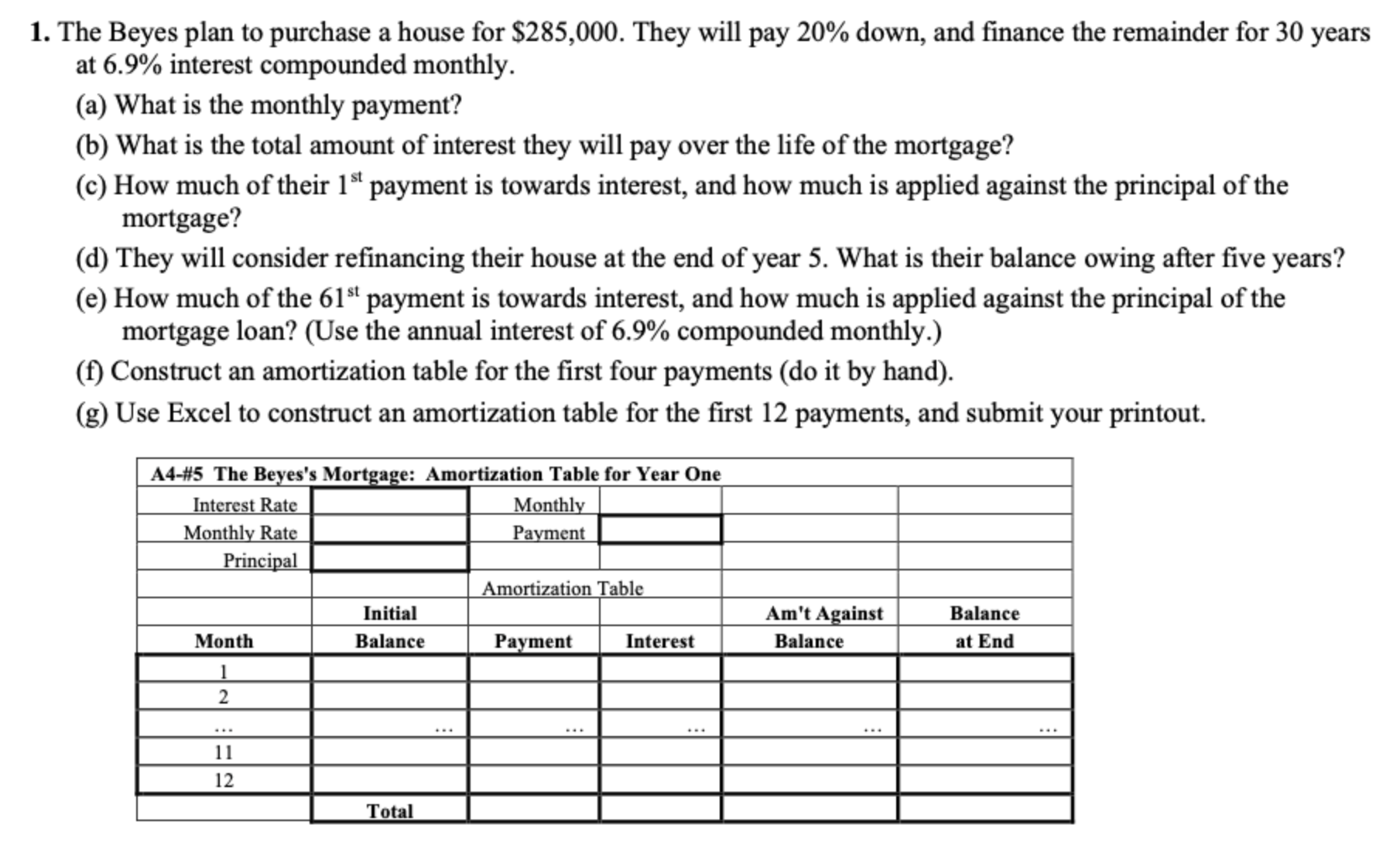 solved-1-the-beyes-plan-to-purchase-a-house-for-285-000-chegg