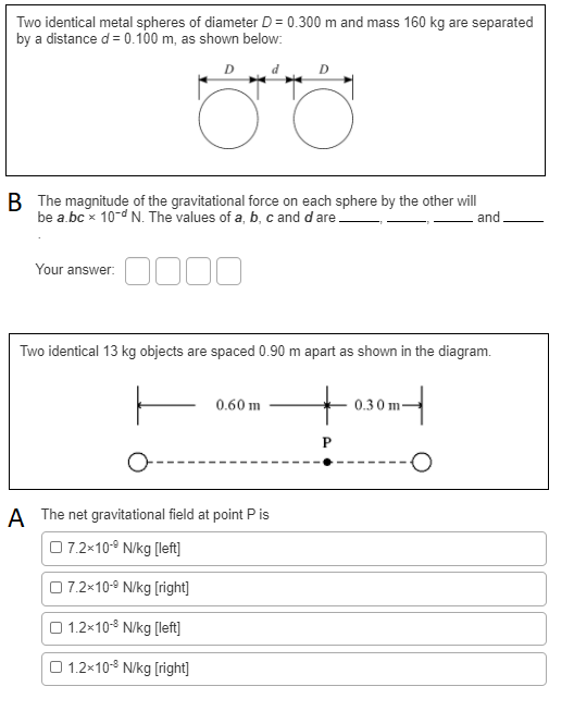 Solved Two identical metal spheres of diameter D = 0.300 m | Chegg.com