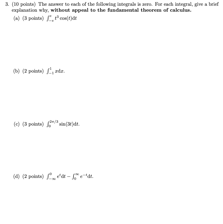 3. (10 points) The answer to each of the following | Chegg.com