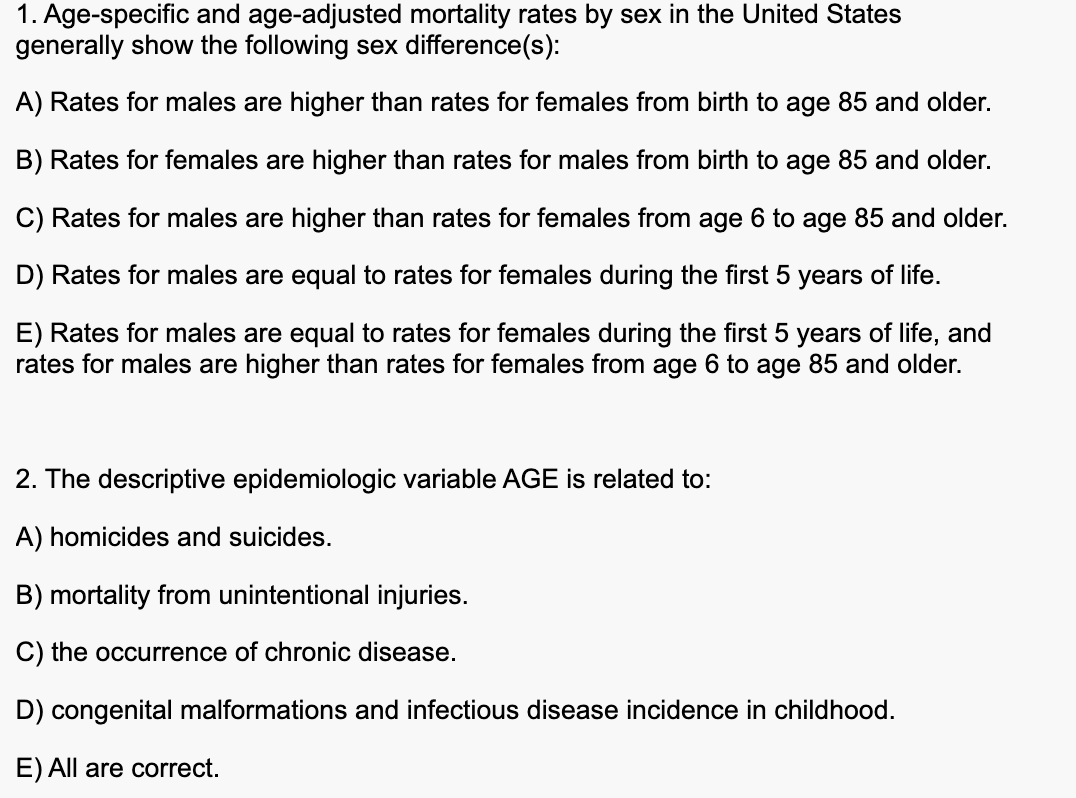 Solved 1. Age-specific and age-adjusted mortality rates by | Chegg.com