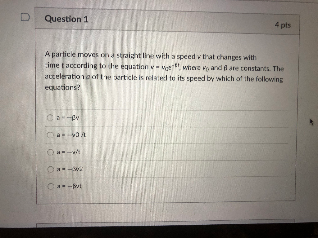Solved Question 1 4 Pts A Particle Moves On A Straight Li Chegg Com