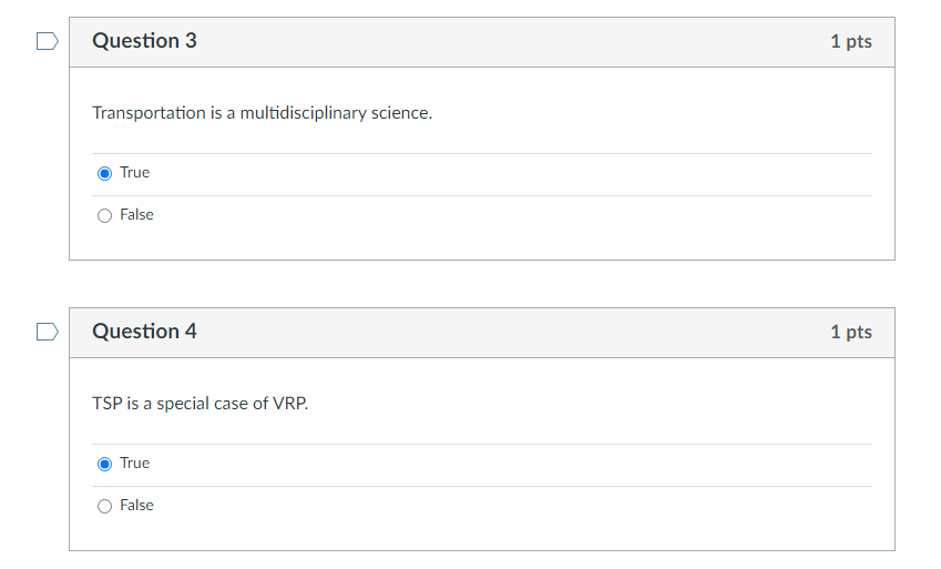 Solved Question 3 1 pts Transportation is a | Chegg.com