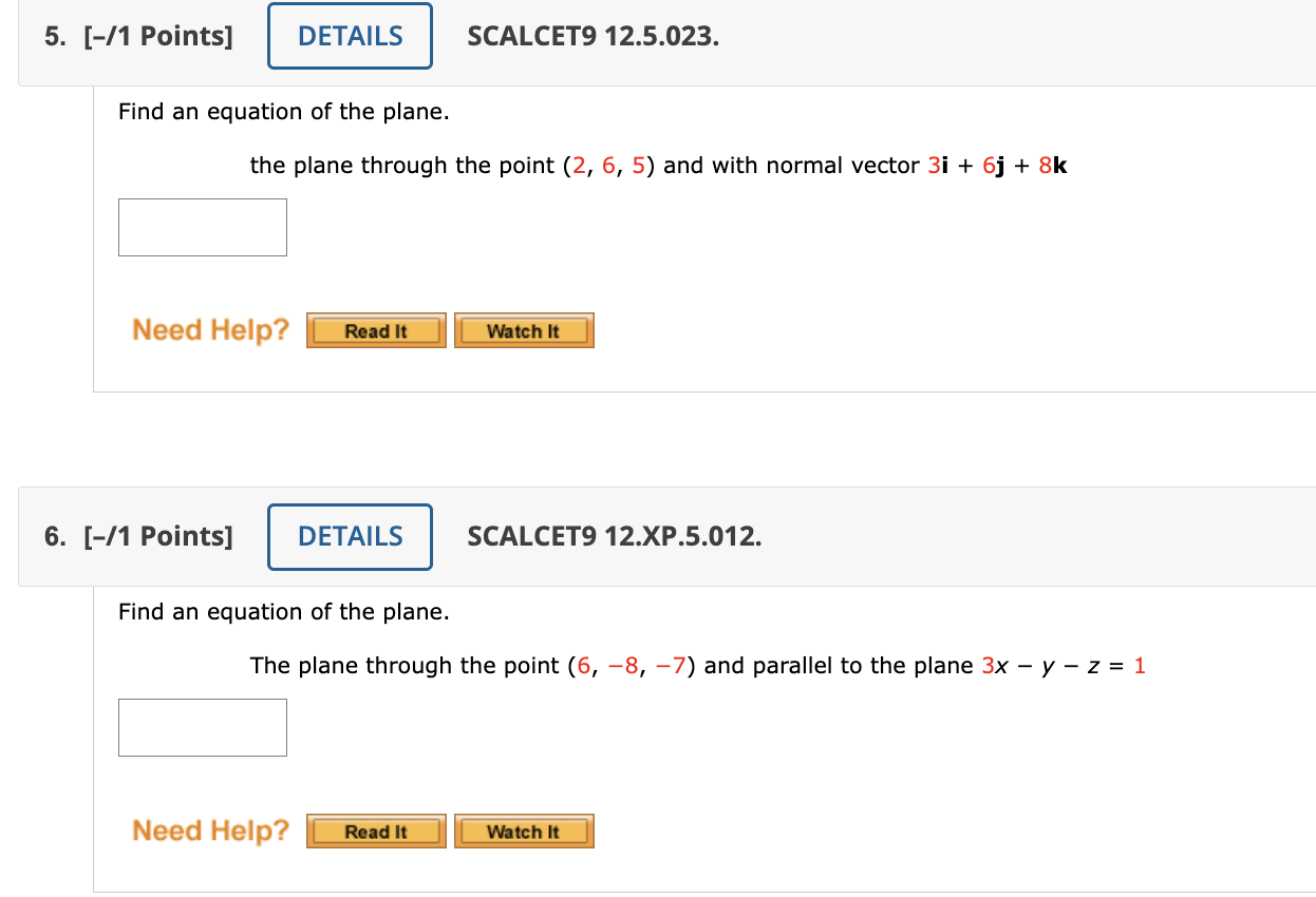 Solved Find an equation of the plane. the plane through the | Chegg.com