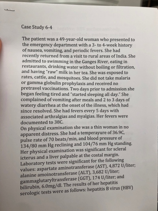 Solved Case Study 6-4 The patient was a 49-year-old woman | Chegg.com