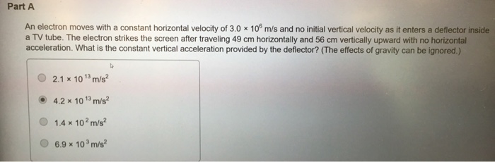Solved An electron moves with a constant horizontal velocity | Chegg.com