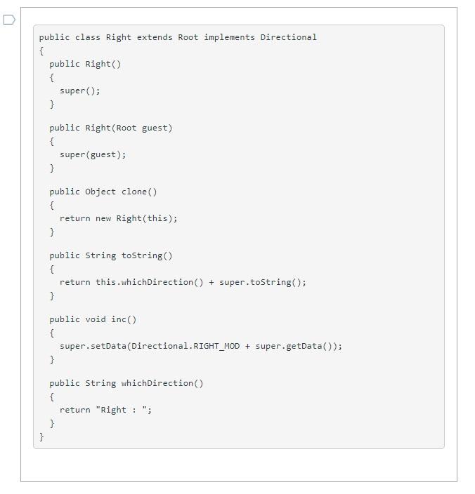 Solved public abstract class Root { private double data; | Chegg.com