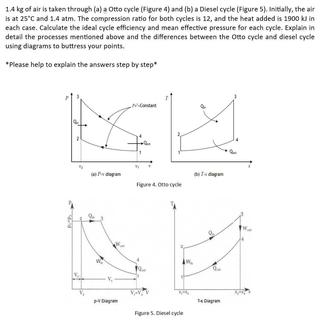 Solved 1.4 ﻿kg of air is taken through (a) ﻿a Otto cycle | Chegg.com