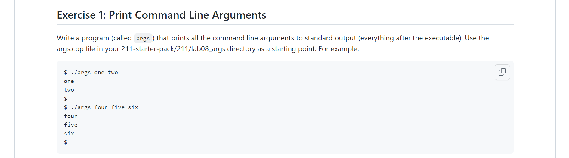 Solved Exercise 1: Print Command Line Arguments a Write a | Chegg.com
