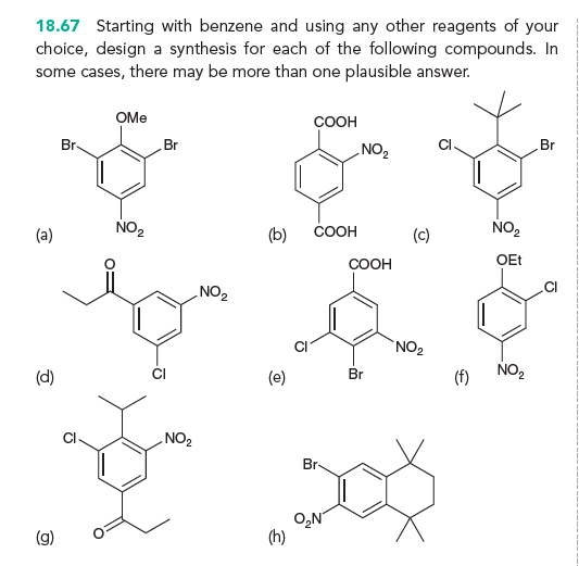 Solved 18.67 Starting With Benzene And Using Any Other | Chegg.com