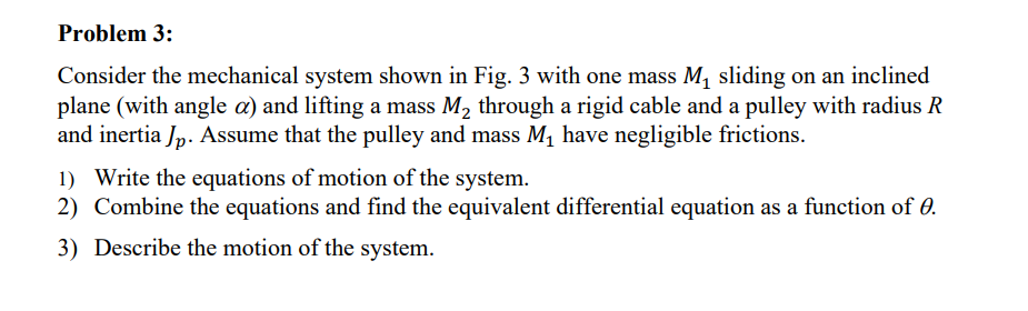 Solved Problem 3: Consider The Mechanical System Shown In | Chegg.com