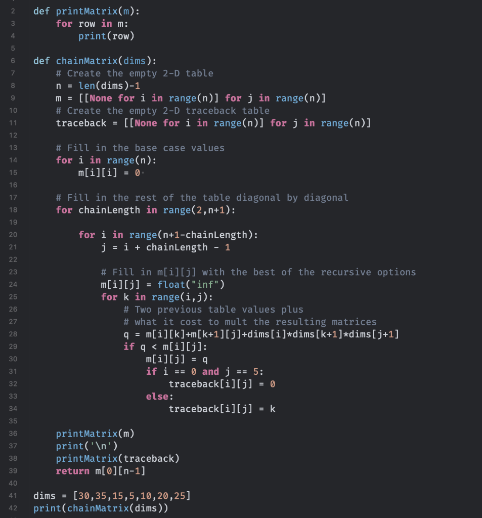 Solved Chained Matrix Multiplication DP Below is code to | Chegg.com