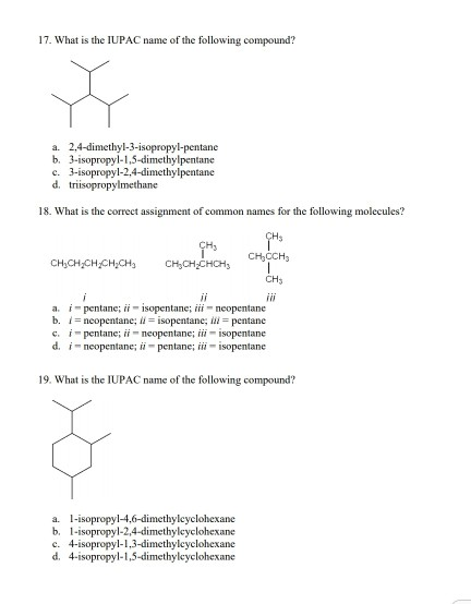 Solved 17. What is the IUPAC name of the following compound? | Chegg.com