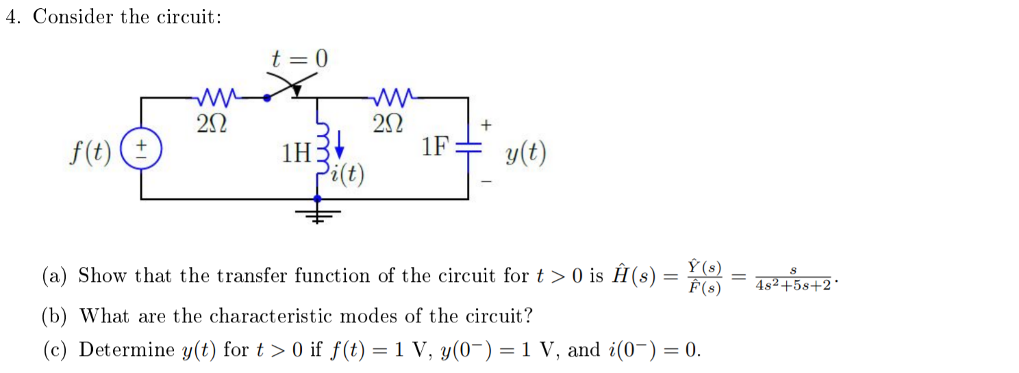 Solved 4 Consider The Circuit T 0 222 F T 1h3 1f Chegg Com