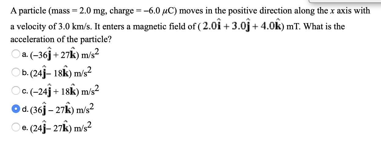 Solved + A particle (mass = 2.0 mg, charge =6.0 uC) moves