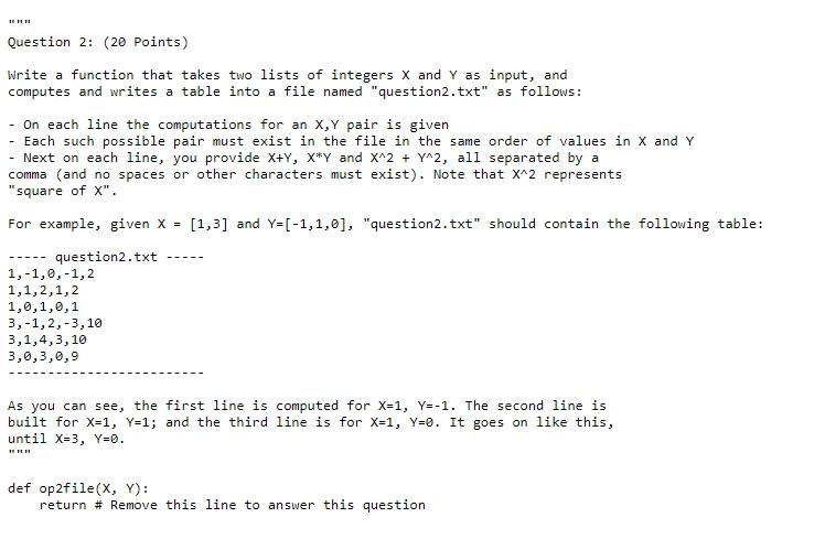 Solved 18 H Question 2: (20 points) Write a function that | Chegg.com