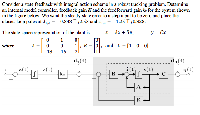 Consider a state feedback with integral action scheme | Chegg.com