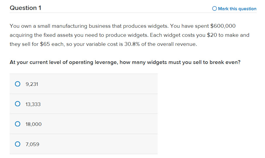 Solved Question 1 O Mark this question You own a small
