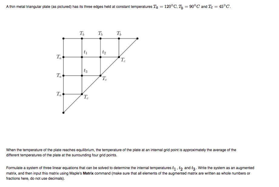 Solved A thin metal triangular plate (as pictured) has its | Chegg.com