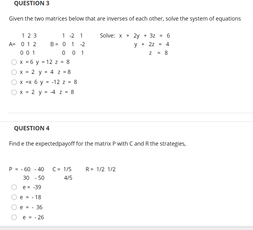 Solved Question 1 Solve The System Of Equations 3x 5y Chegg Com