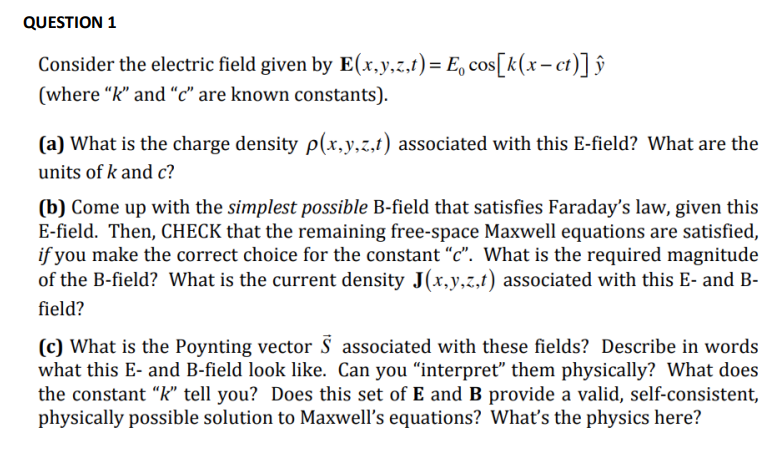 Solved Consider The Electric Field Given By | Chegg.com