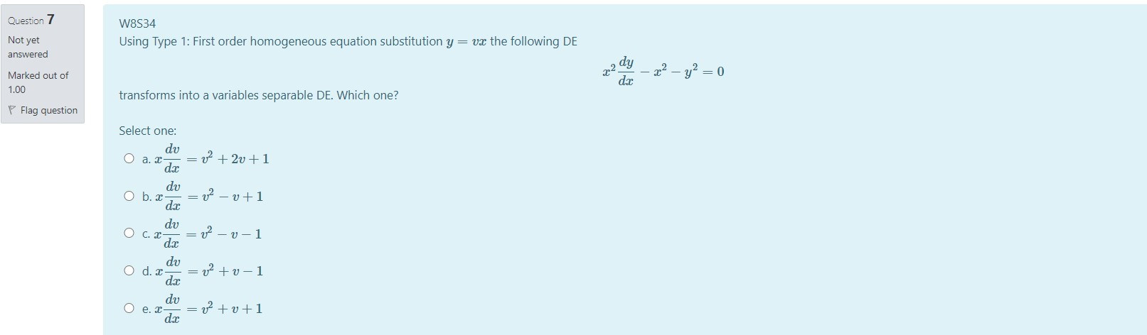 Solved Question 7 Not yet W8S34 Using Type 1: First order | Chegg.com