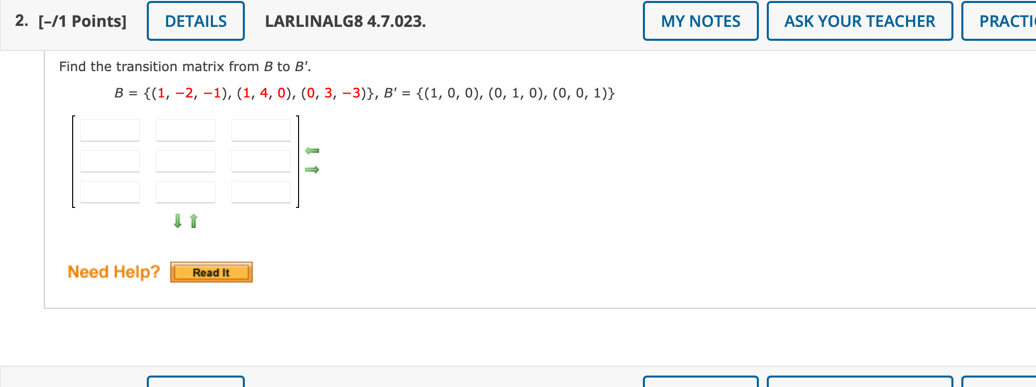 Solved Find The Transition Matrix From B To B′. | Chegg.com