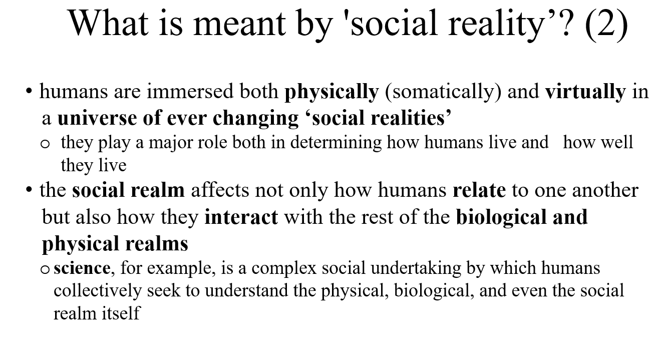 Solved Part I What is meant by 'social reality’? (1)
