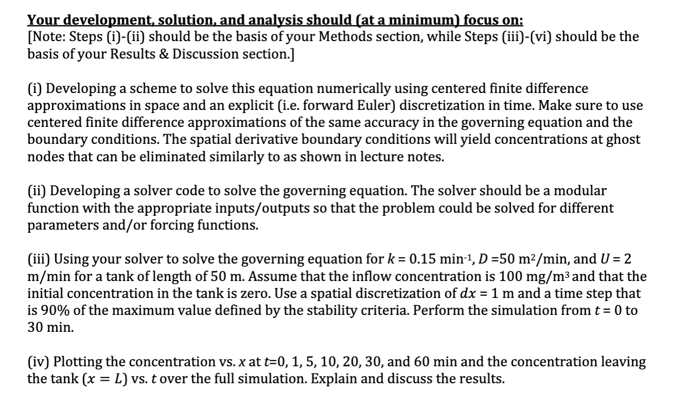 Your development, solution, and analysis should (at a minimum) focus on:
[Note: Steps (i)-(ii) should be the basis of your Me