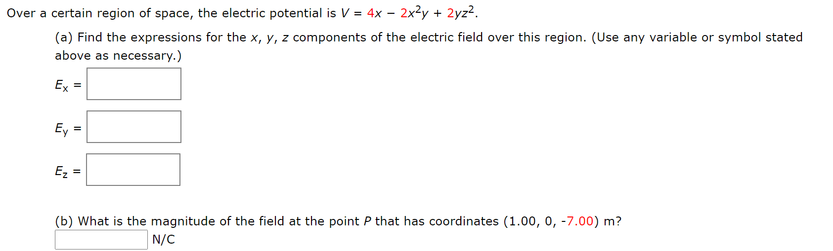 Solved Over a certain region of space, the electric | Chegg.com