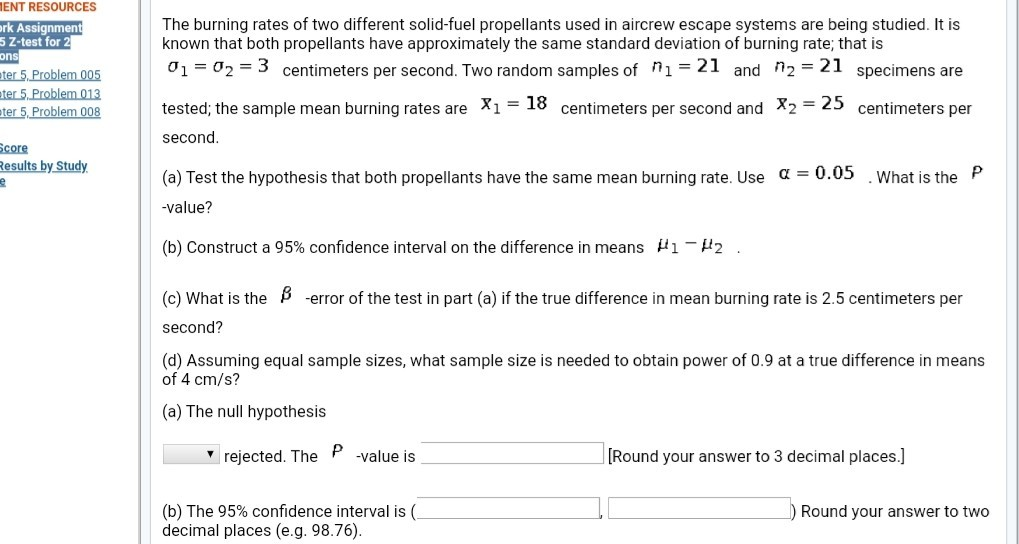 Solved HENT RESOURCES ork Assignment 5 Z-test for 2 ons ater | Chegg.com