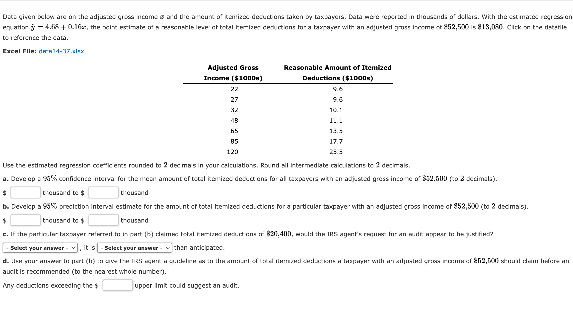 Solved to reference the data. Excel File: data14-37.xlsx Use | Chegg.com