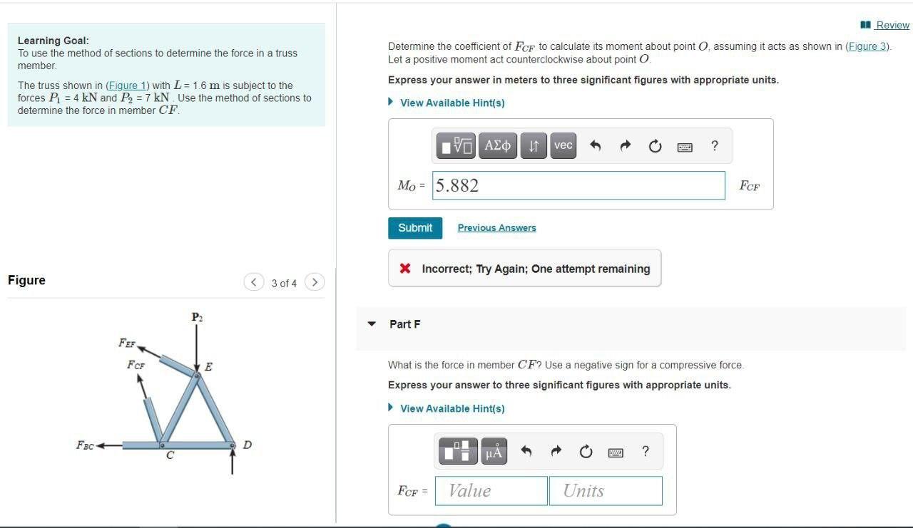 Solved A Review Learning Goal: To use the method of sections | Chegg.com