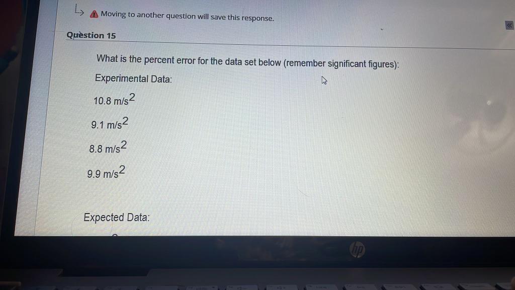 Solved What is the percent error for the data set below | Chegg.com