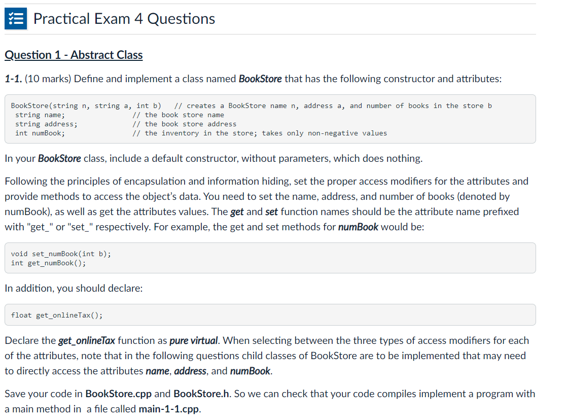 Solved Practical Exam 4 Questions Question 1 - Abstract | Chegg.com
