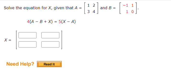 Solved Solve the equation for X, given that A [: 2) and B - | Chegg.com
