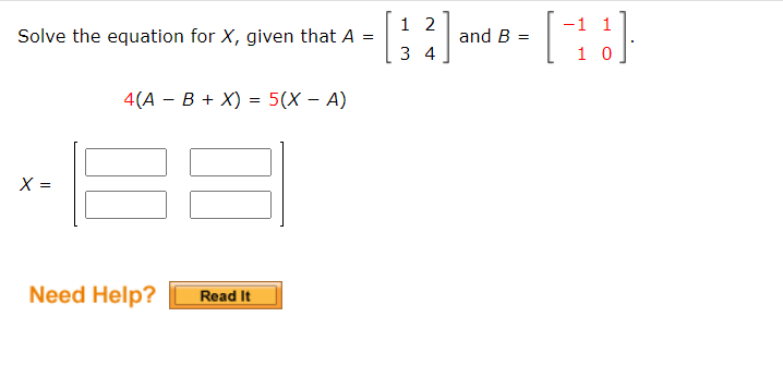 Solved Solve The Equation For X, Given That A [: 2) And B - | Chegg.com