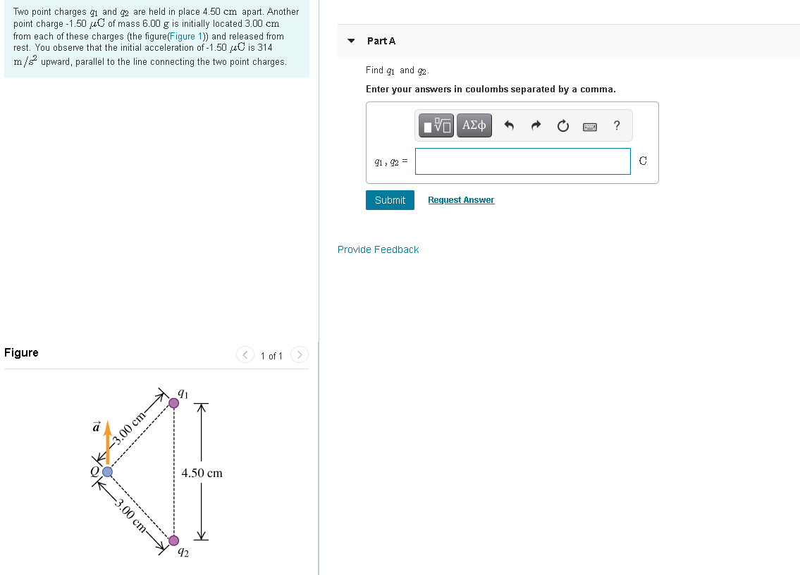 Solved Two point charges gi and 2 are held in place 4.50 cm | Chegg.com
