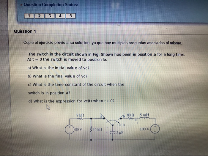 Solved Question Completion Status: 1 2 3 4 5 Question 1 | Chegg.com