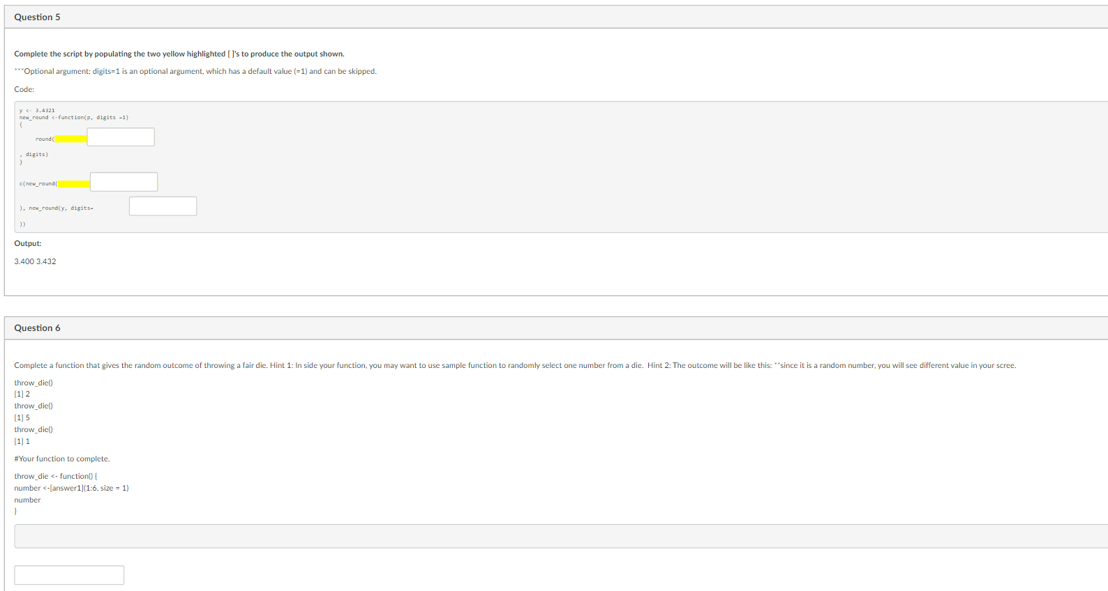 Solved Question 5 Complete the script by populating the two | Chegg.com