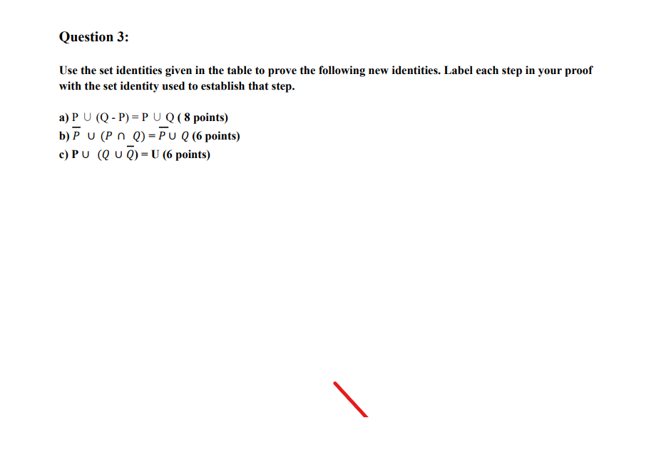 Solved Use The Set Identities Given In The Table To Prove 2961