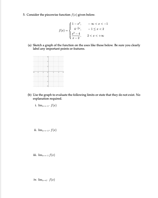 Solved 5. Consider the piecewise function f(x) given below. | Chegg.com