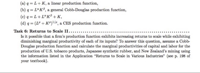 Solved A Q L K A Linear Production Function B Q Lo Chegg Com