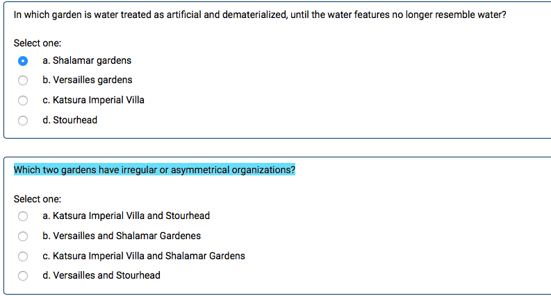 In Which Garden Is Water Treated As Artificial And Chegg Com