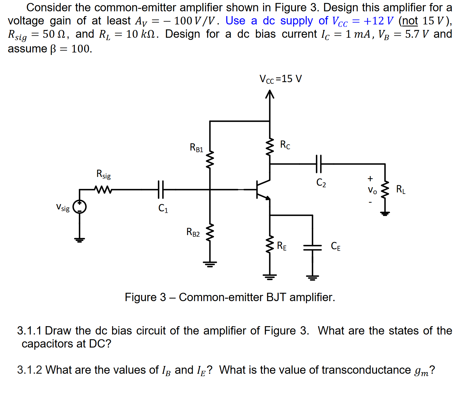 Solved Consider The Common-emitter Amplifier Shown In Figure | Chegg.com