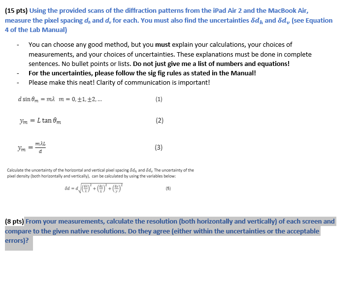 (15 pts) Using the provided scans of the diffraction | Chegg.com