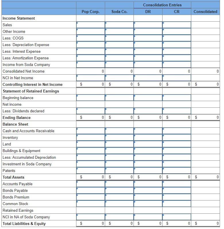 Solved Pop Corporation acquired 70 percent of Soda Company's | Chegg.com