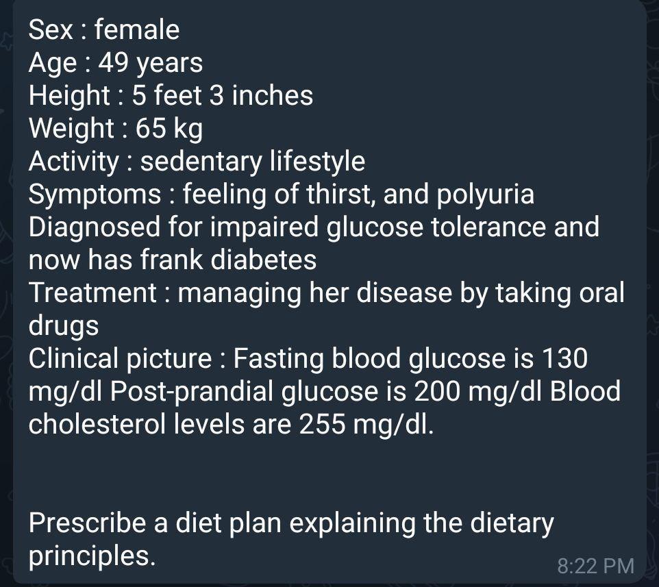 Solved Sex : female Age : 49 years Height : 5 feet 3 inches | Chegg.com