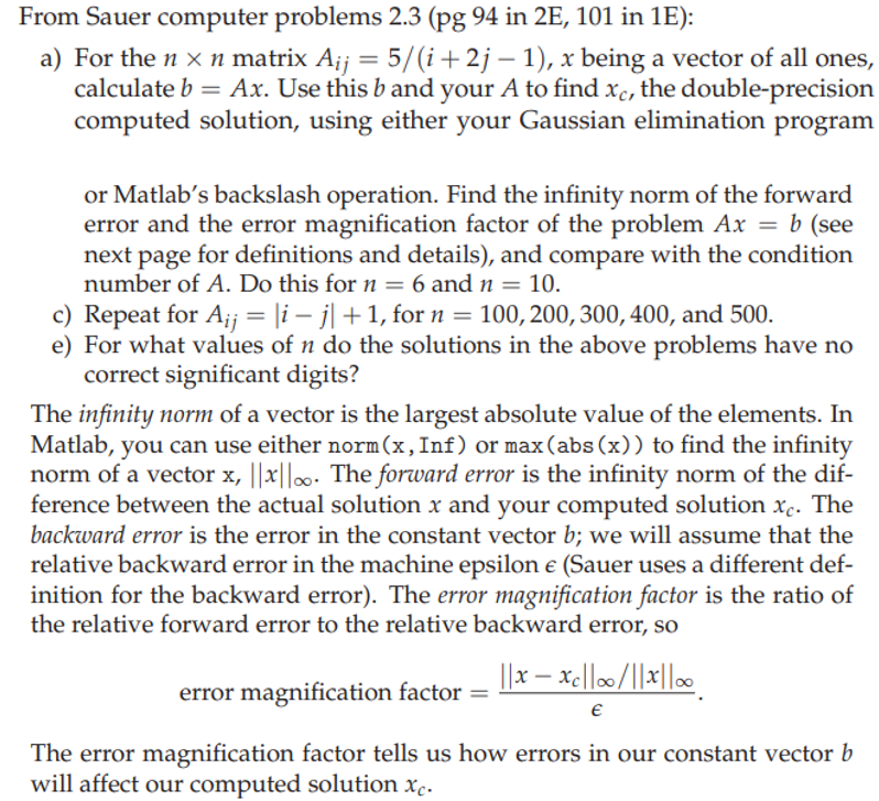 From Sauer computer problems 2.3 (pg 94 in 2E, 101 in | Chegg.com